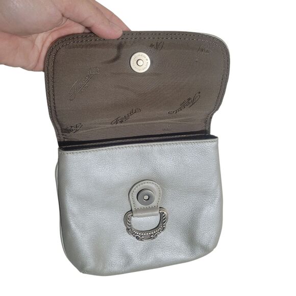 Fossil Leather Crossbody Bag Purse Women's Small Light Gray Going Out Event - Picture 4 of 13